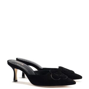 Larroude Black Heeled Mules